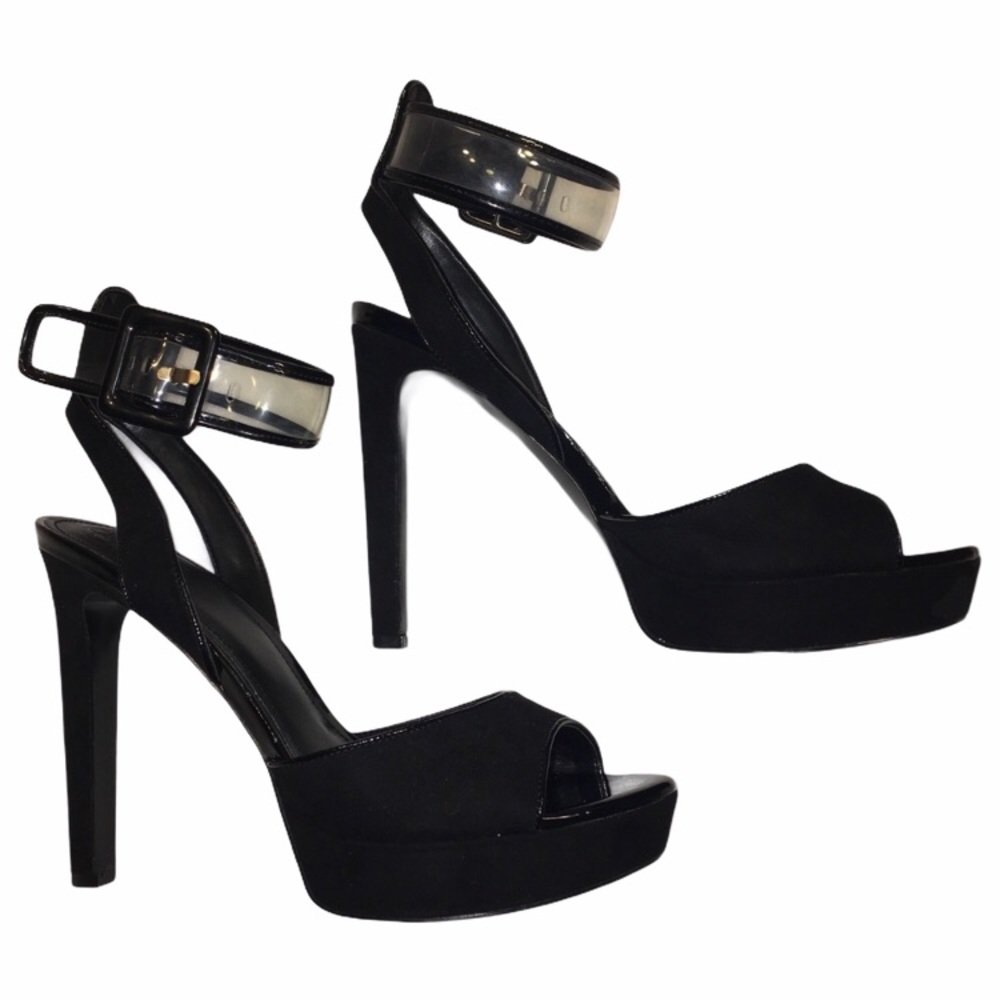 Guess NWOT Lucite Ankle Strap Platform Heels 9.5